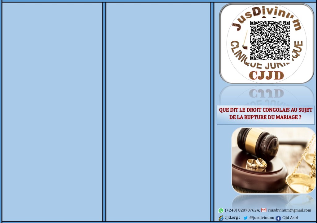 DEPLIANT SUR LA RUPTURE (FIN) DU MARIAGE EN DROIT&nbsp;CONGOLAIS