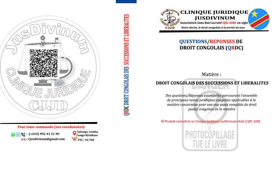 QRDC DE DROIT CONGOLAIS DES SUCCESSIONS ET&nbsp;LIBERALITES