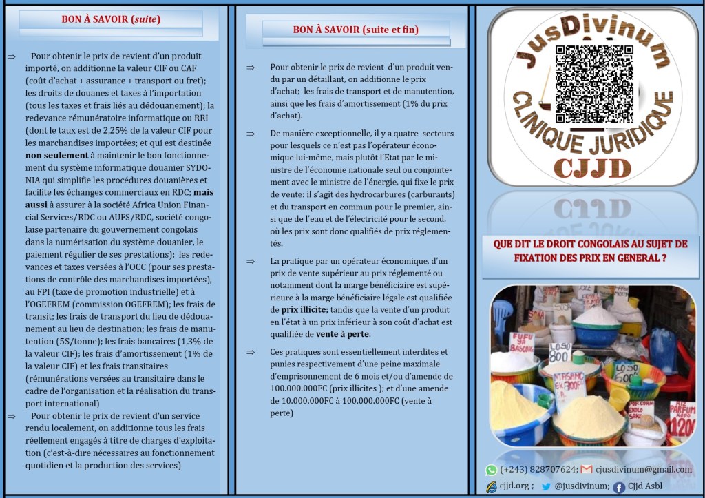 DEPLIANT SUR LA FIXATION DU PRIX DES PRODUITS DES BIENS ET SERVICES (EN GENERAL) EN&nbsp;RDC