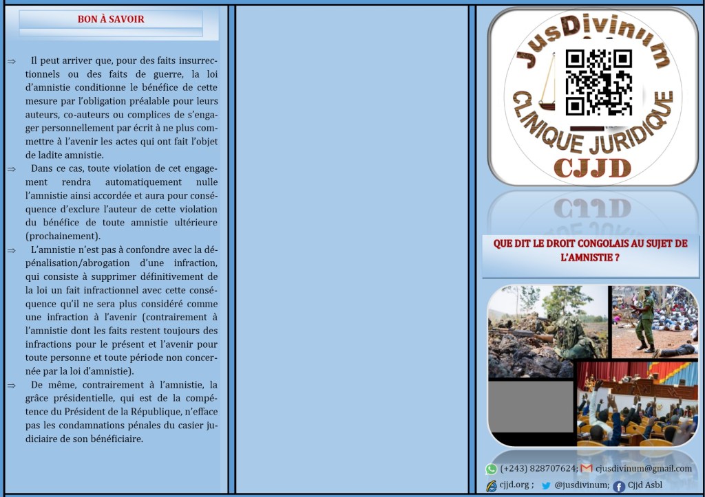 DEPLIANT SUR L&rsquo;AMNISTIE EN DROIT&nbsp;CONGOLAIS
