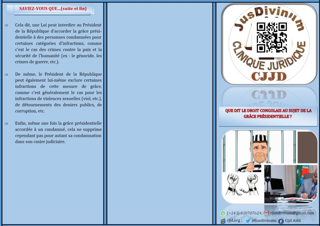 DEPLIANT SUR LA GRÂCE PRESIDENTIELLE EN DROIT&nbsp;CONGOLAIS