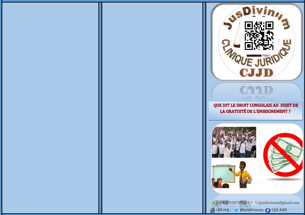 DEPLIANT SUR LA GRATUITE DE L&rsquo;ENSEIGNEMENT EN DROIT&nbsp;CONGOLAIS