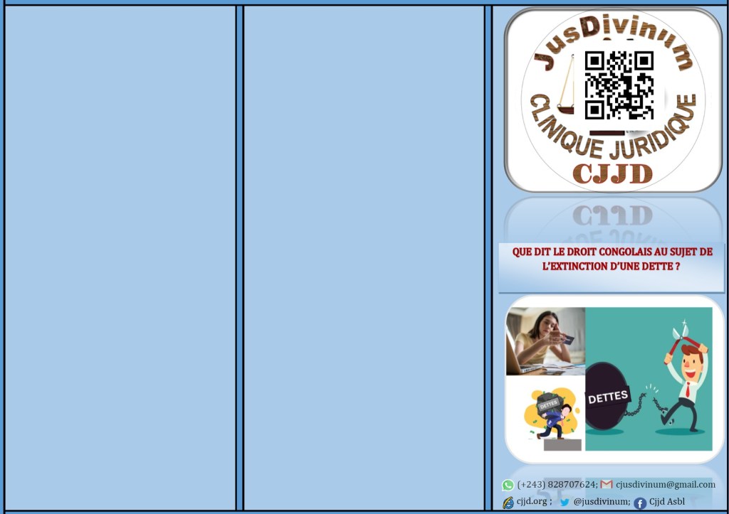 DEPLIANT SUR L&rsquo;EXTINCTION (FIN) D&rsquo;UNE DETTE EN DROIT&nbsp;CONGOLAIS