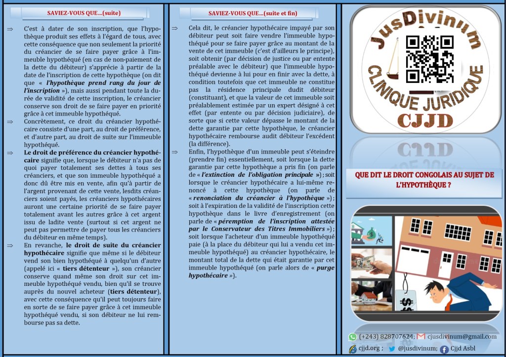 DEPLIANT SUR L&rsquo;HYPOTHEQUE EN DROIT&nbsp;CONGOLAIS