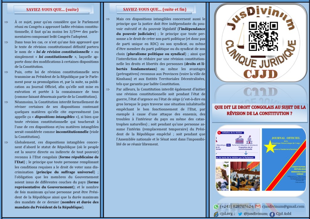 DEPLIANT SUR LA REVISION DE LA CONSTITUTION EN DROIT&nbsp;CONGOLAIS