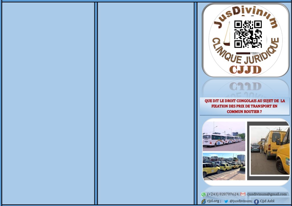 DEPLIANT SUR LA FIXATION DES PRIX DE TRANSPORT EN COMMUN ROUTIER EN DROIT&nbsp;CONGOLAIS